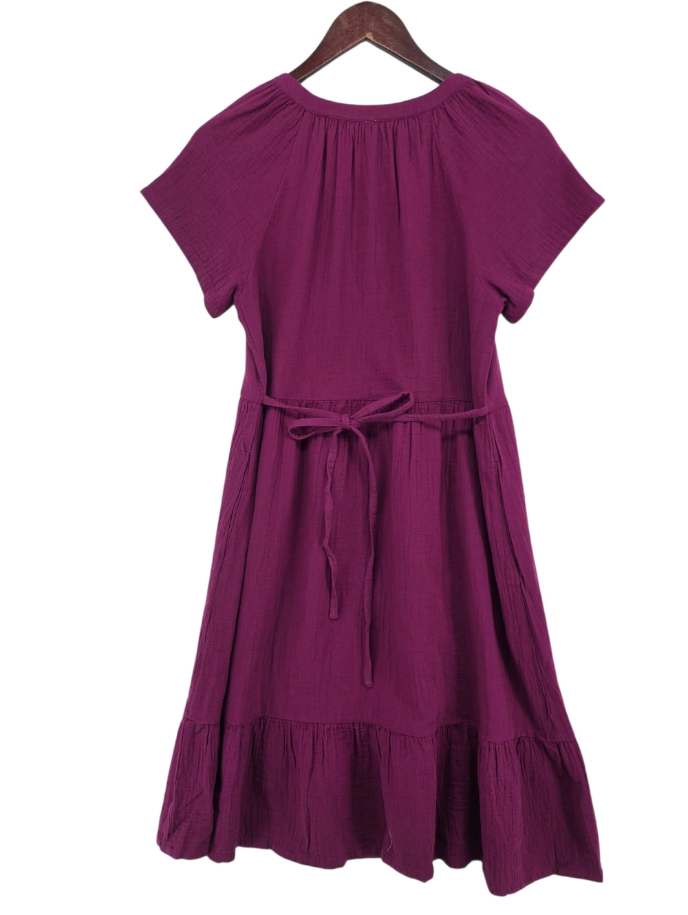 Pact Organic Cotton Coastal Double Gauze Breezy Midi Dress XS Sangria Minimalist - Picture 10 of 16
